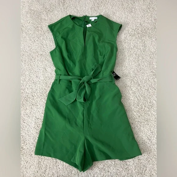 Women’s Large Green NY & Company Sleeveless Romper NWT - Picture 1 of 9